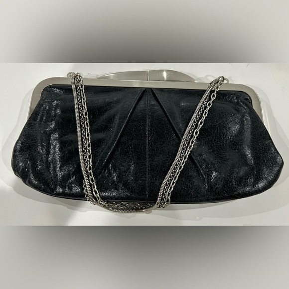 HOBO Black Leather Clutch with Silver Chain handbag - Picture 5 of 7